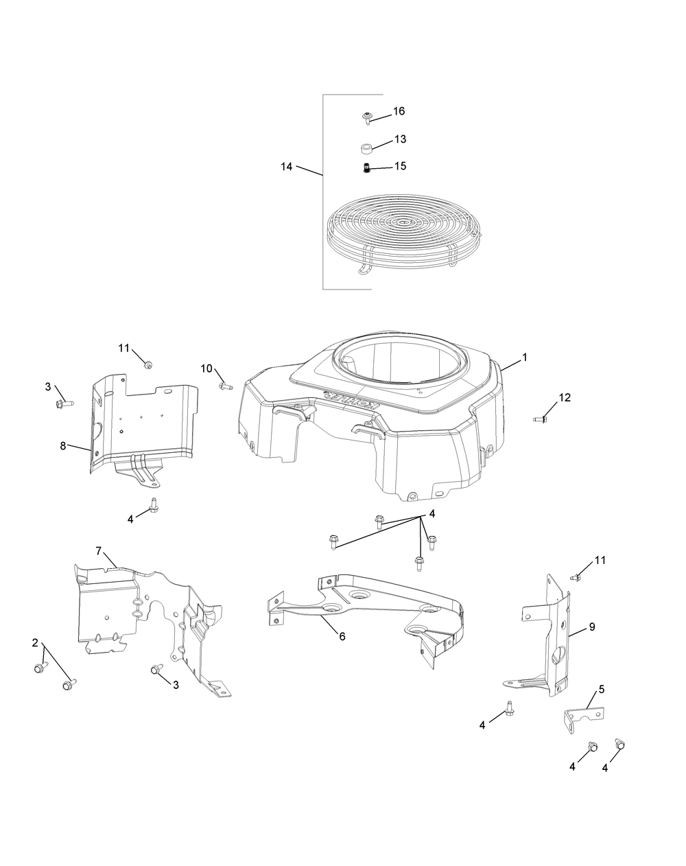 Kohler Cv732-3015 Blower Housing And Baffles Diagram and Parts List for Z-FORCELZ60 (53AGD-53AGD050)(2015) Cub Cadet Lawn Tractor